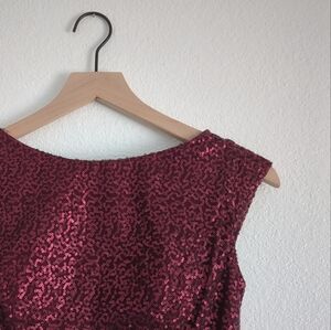 Morilee Madeline Gardner Women Sequin Maxi Dress Burgundy Size 6 Prom, Formal